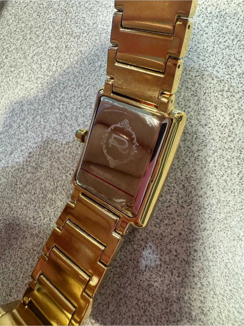 Rarities by Carol Brodie Goldtone Stainless Steel Green & White Bracelet watch